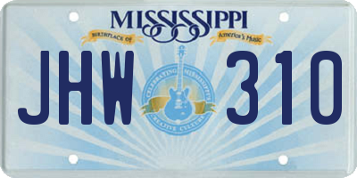 MS license plate JHW310