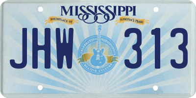 MS license plate JHW313