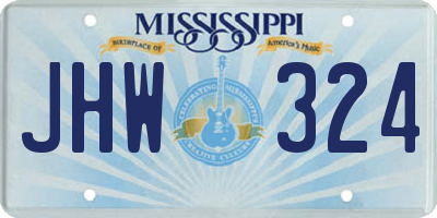 MS license plate JHW324