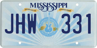 MS license plate JHW331
