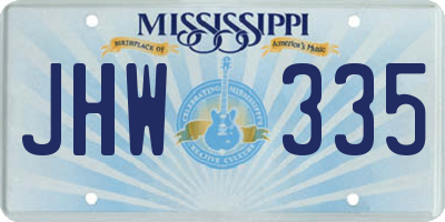 MS license plate JHW335