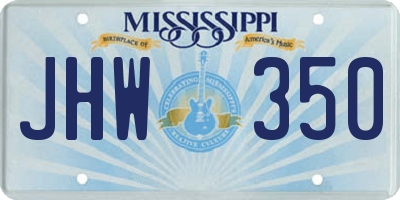 MS license plate JHW350