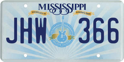 MS license plate JHW366