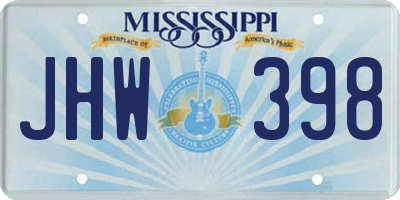 MS license plate JHW398