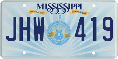 MS license plate JHW419