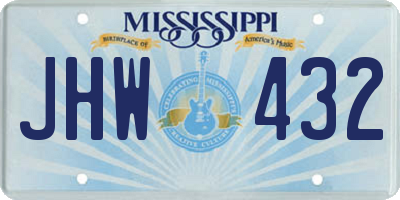 MS license plate JHW432