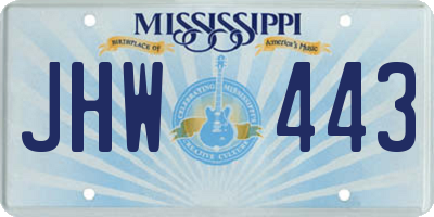 MS license plate JHW443