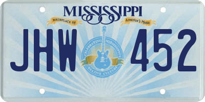 MS license plate JHW452