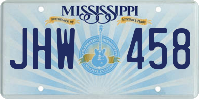 MS license plate JHW458
