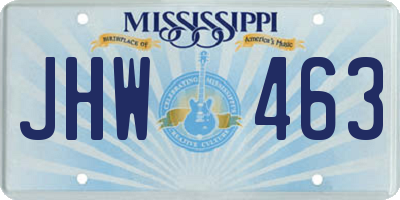 MS license plate JHW463