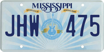 MS license plate JHW475