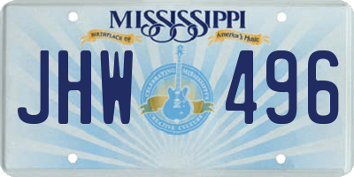 MS license plate JHW496