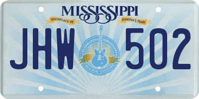 MS license plate JHW502