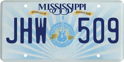 MS license plate JHW509