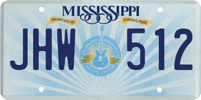 MS license plate JHW512