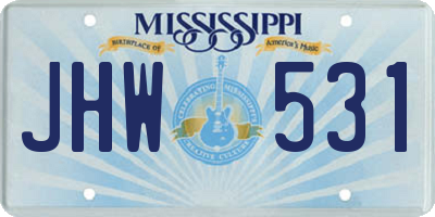 MS license plate JHW531
