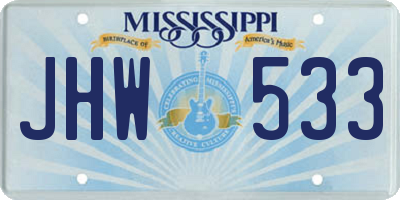 MS license plate JHW533