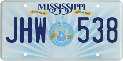 MS license plate JHW538