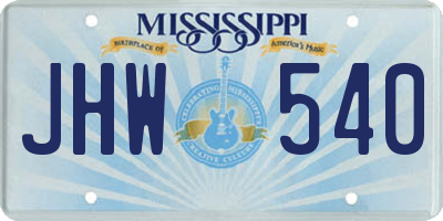 MS license plate JHW540
