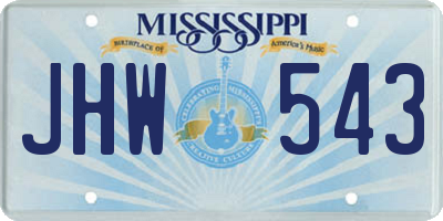MS license plate JHW543