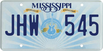 MS license plate JHW545