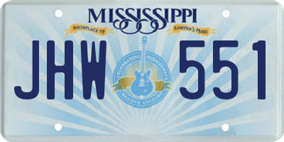 MS license plate JHW551