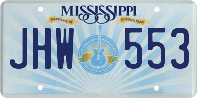 MS license plate JHW553
