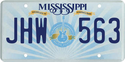 MS license plate JHW563
