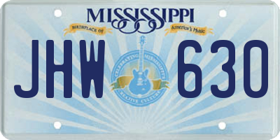 MS license plate JHW630