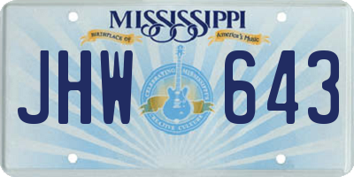 MS license plate JHW643