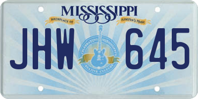 MS license plate JHW645