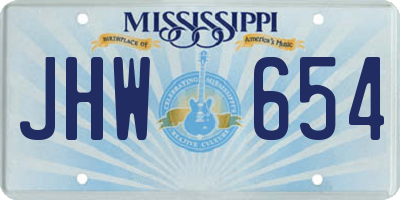 MS license plate JHW654