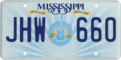 MS license plate JHW660