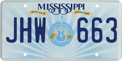 MS license plate JHW663