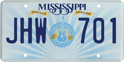 MS license plate JHW701
