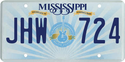 MS license plate JHW724