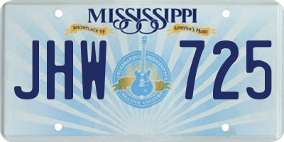 MS license plate JHW725
