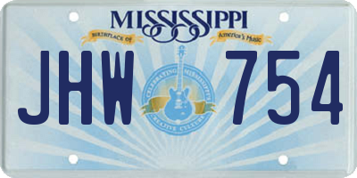 MS license plate JHW754