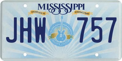 MS license plate JHW757