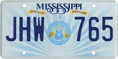 MS license plate JHW765