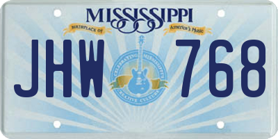 MS license plate JHW768