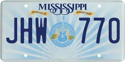MS license plate JHW770