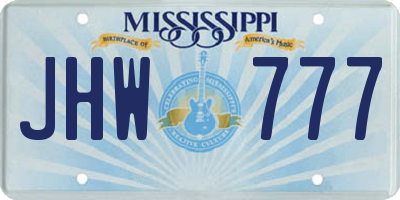 MS license plate JHW777
