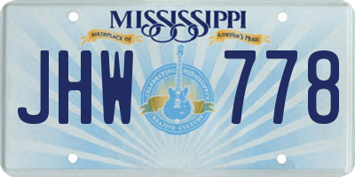 MS license plate JHW778