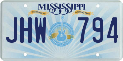 MS license plate JHW794