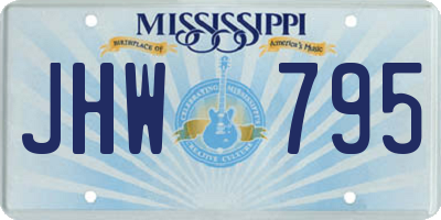 MS license plate JHW795