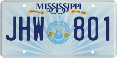 MS license plate JHW801