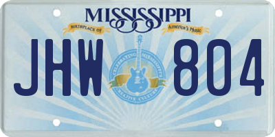 MS license plate JHW804