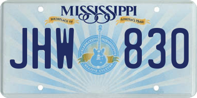 MS license plate JHW830