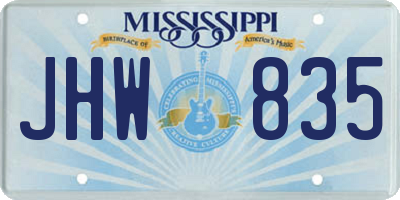 MS license plate JHW835